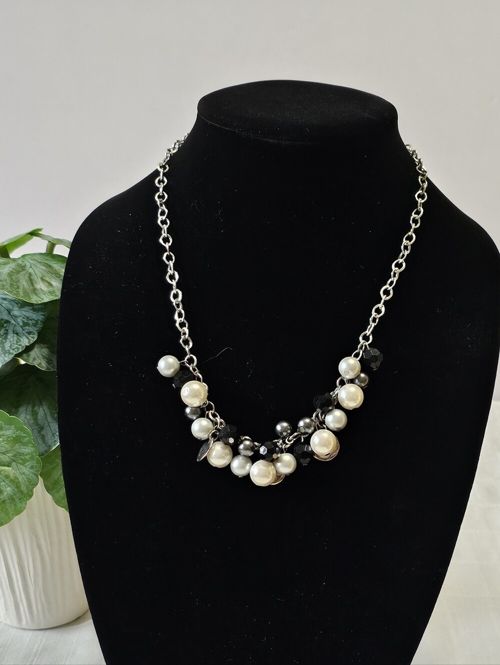 Classic Cluster Necklace - Silver Chain